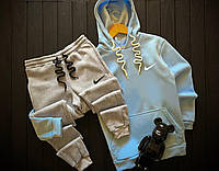 Теплий спортивний костюм чоловічий Nike зимовий на флісі сіро-блакитний кофта з начосом штани найк зима утеплений