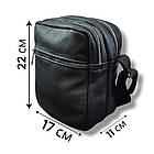 Якісна чоловіча сумка - месенджер з натуральної шкіри на 4 кишені зі срібною блискавкою, фото 3