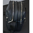 Якісна чоловіча сумка - месенджер з натуральної шкіри на 4 кишені зі срібною блискавкою, фото 4