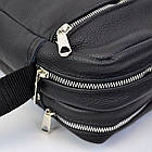 Якісна чоловіча сумка - месенджер з натуральної шкіри на 4 кишені зі срібною блискавкою, фото 9