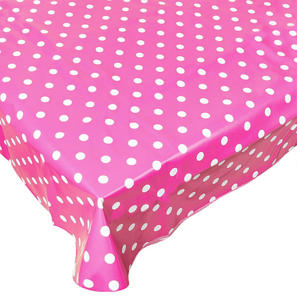 Скатертина святкова фольгована в Білий дрібний горошок 137x183 см | Рожевий, фото 1