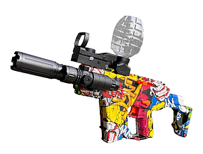 Автомат потужний з глушником на акумуляторі лазерний приціл додатковий приціл дуло світитися колір графіті