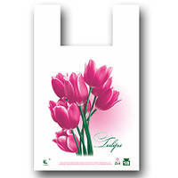 Пакет поліетиленовий майка з малюнком розмір 29х47 "Тюльпан" Комсерв 250 шт/уп.