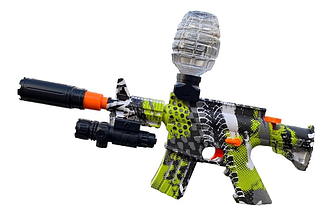 Автомат гелевий із глушником на акумуляторі орбізи що світяться лазерний приціл дуло світитися колір зелений