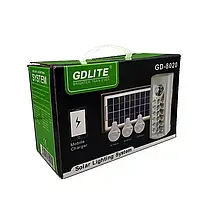 Багатофункціональний LED ліхтар GDLITE GD-8020 із сонячною панеллю, з ліхтарем та трьома лампами
