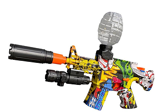 Автомат гелевий із глушником на акумуляторі орбізи лазерний приціл дуло світиться колір графіті