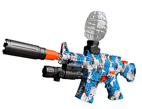 Автомат гелевий із глушником на акумуляторі орбізи лазерний приціл дуло світиться колір синій