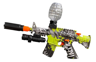 Автомат гелевий із глушником на акумуляторі орбізи лазерний приціл дуло світиться колір зелений