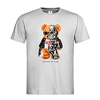 Светло-серая мужская/унисекс футболка Тедди терминатор (6-2-12-світло-сірий меланж)