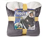 Плед оверсайз халат унісекс двостороння толстовка з капюшоном і рукавами Huggle Hoodie (Сірий), фото 2