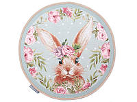 Гобеленовая пасхальная салфетка Кролик Lefard 711-090 мятная диаметр 36 см