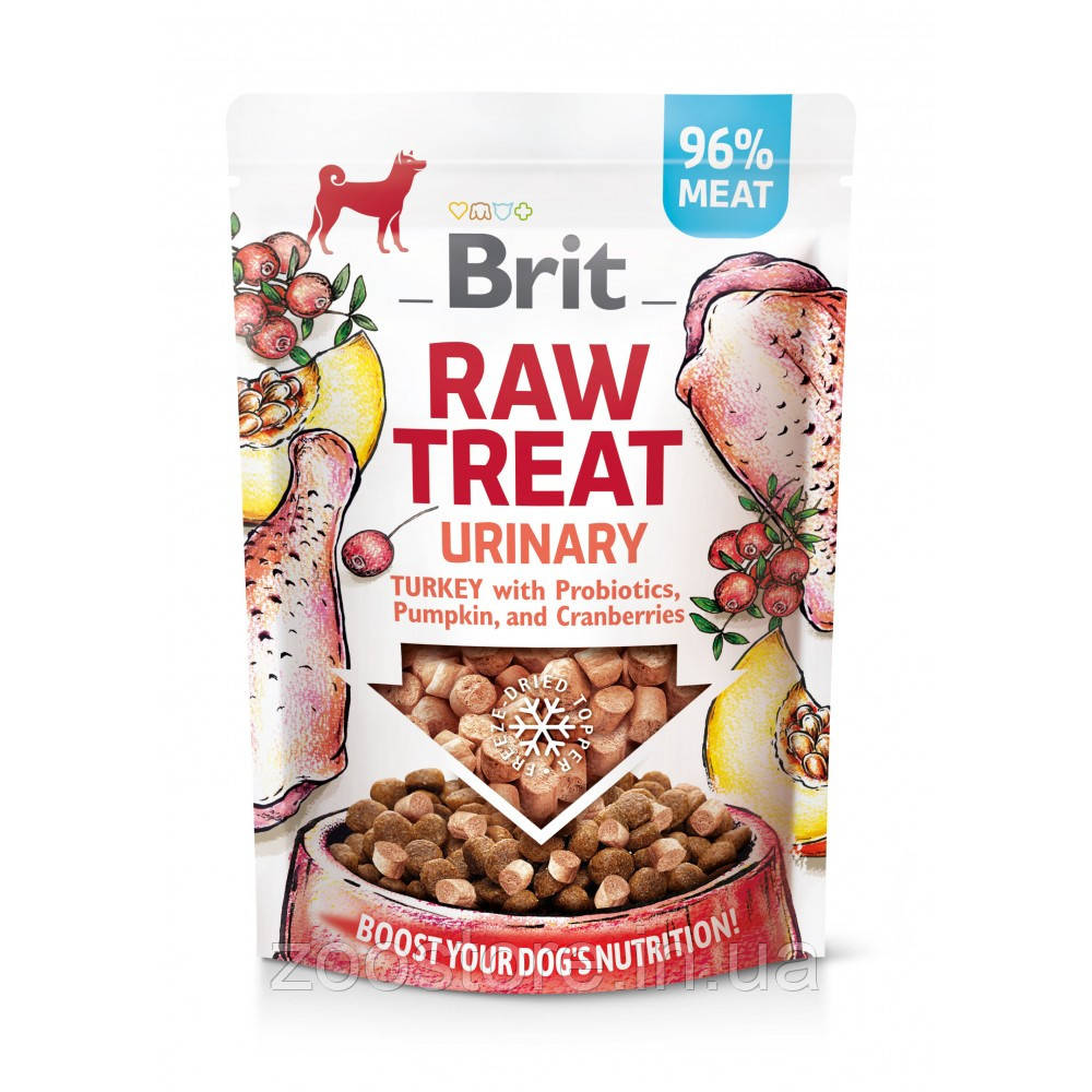 Ласощі Снеки для собак Brit Raw Treat freeze-dried Urinary для профілактики сечокам'яної хвороби, індичка, 40 г