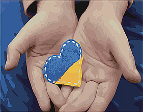 Картина за номерами Серце України Strateg з лаком та рівнем 40х50см (SY6541)