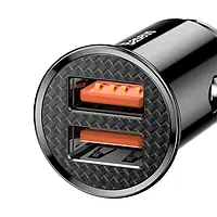 Автомобильное зарядное устройство Baseus Circular Plastic 30W Quick Charge 3.0 2USB (5A) Black