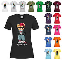 Чорна жіноча футболка Тедді хіп хоп стиль (6-2-24)