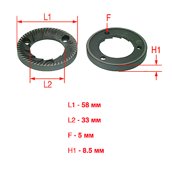 Жорна (58x33 мм) K.2058 для кавомашини/кавомолки Astoria, Compak K3, Iberital-Macchine, WEGA та ін.