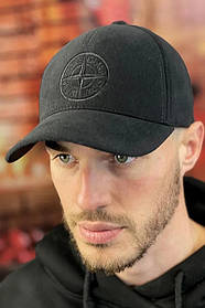 Тепла чорна бейсболка кепка кашемірова Stone Island-стін-сланд