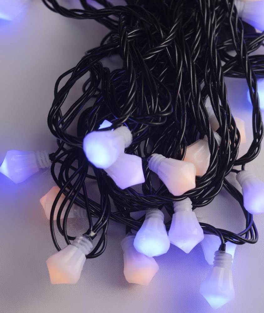Світлодіодна гірлянда "Кристали" 40 LED, 7м + перехідник, 220V, IP44, Жовто-синій