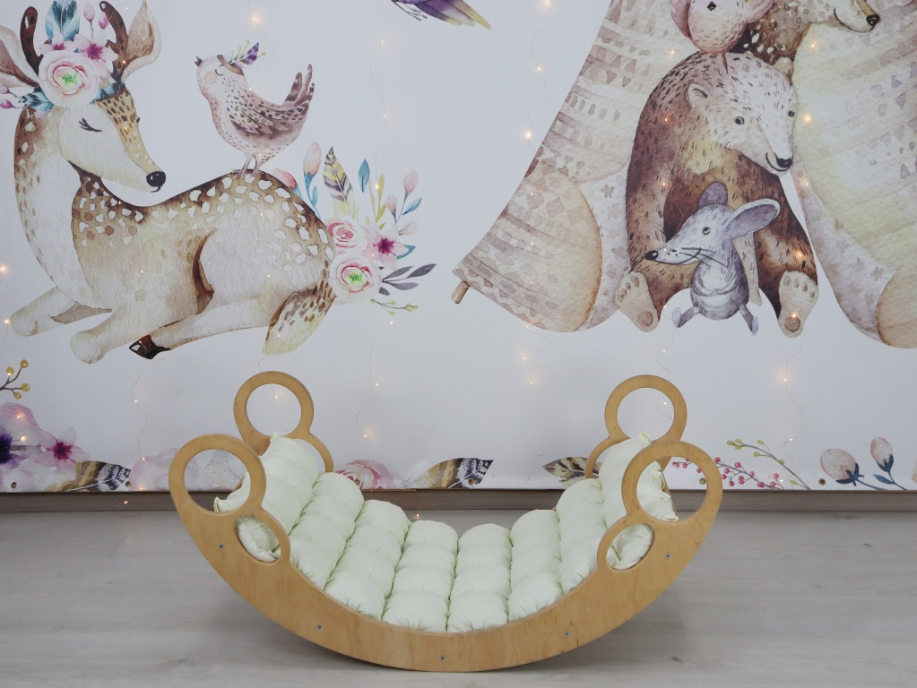 Дитяча гойдалка балансир з молочним матрасиком, фото 1