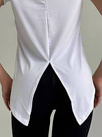 Женская однотонная футболка с красивым вырезом на спине Белый, S