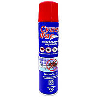 Аерозоль від тарганів, мух, мурах Супер Фас 220мл / Інсектицидний засіб від повзаючих, літаючих комах