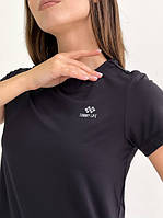 Женская однотонная футболка с красивым вырезом на спине XL, Черный