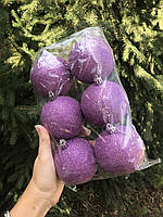 Набір фіолетових ялинкових куль 8 см