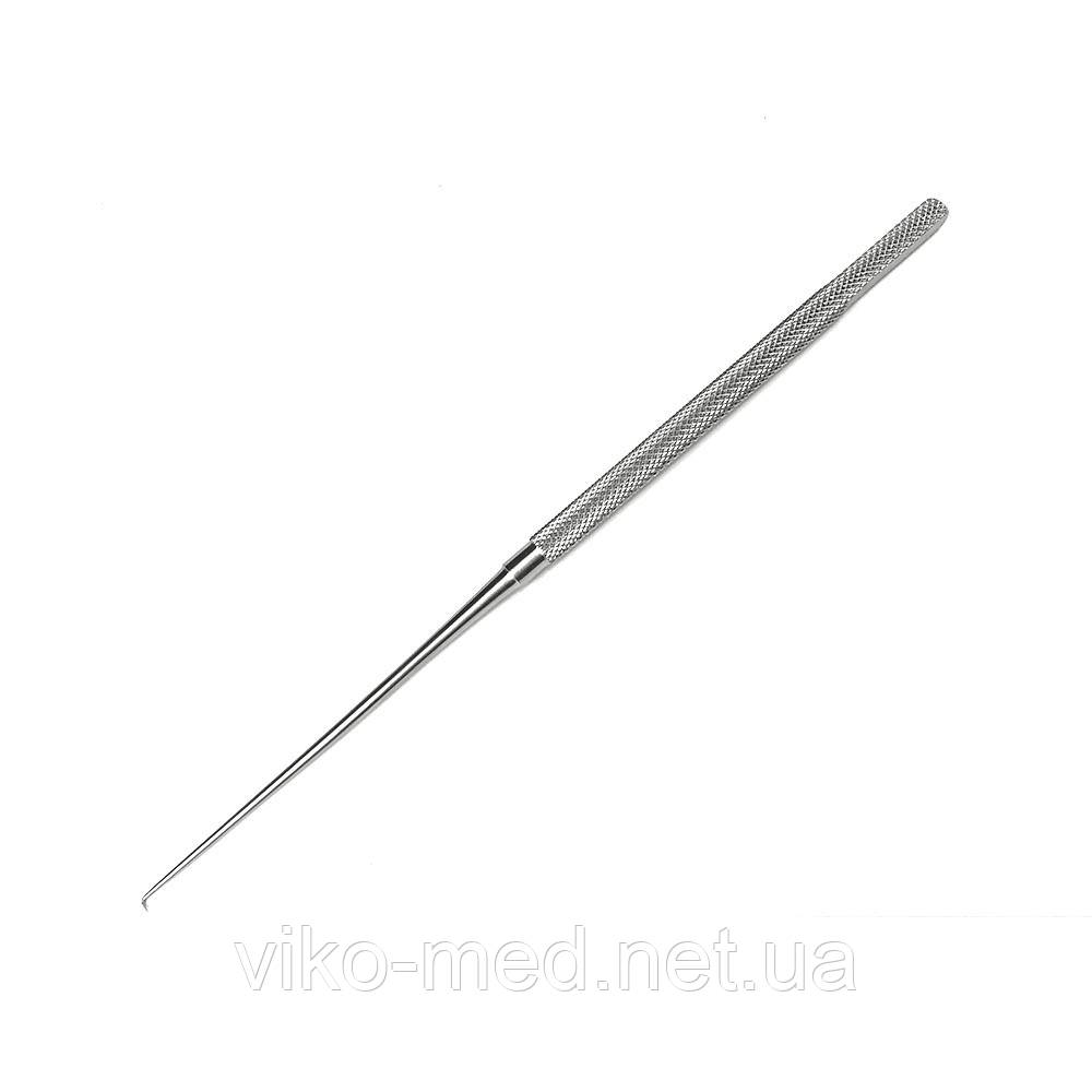 Гачок для твердої мозкової оболонки. Довжина 18,5 см, вигин 90 градусів, фото 1