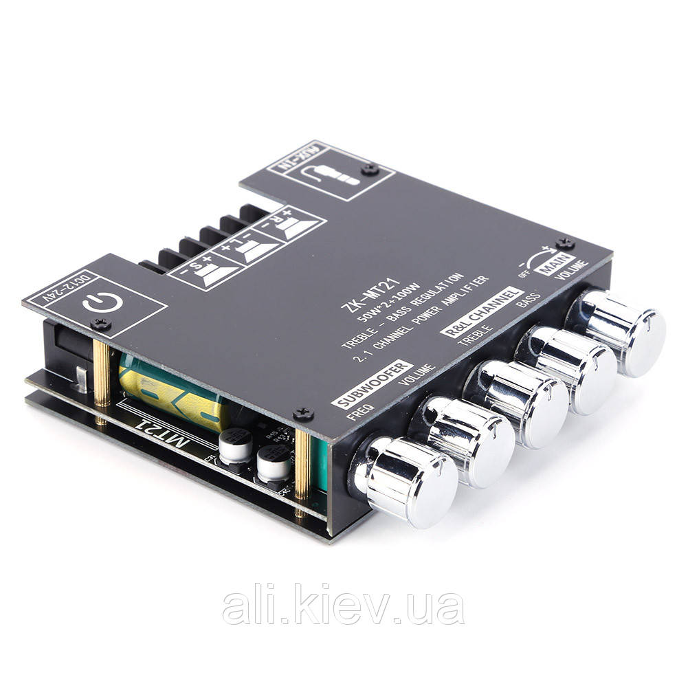 Підсилювач звуку 2.1 2x50Вт 1x100Вт 12-24в
Wushi ZK-MT21 Bluetooth 5.0 Sub AUX параметричний темброблок