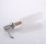 Дозатор диспенсер для рідкого мила та миючих засобів вбудовується в мийку/ врізний 300 мл з нержавіючої сталі, фото 2