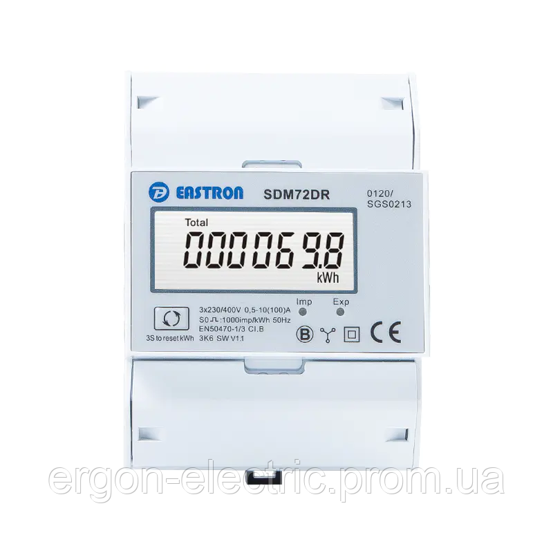 Счетчик электроэнергии EASTRON SDM72СТ-М 3 фазный с RS485 Вх.5A на Din ...