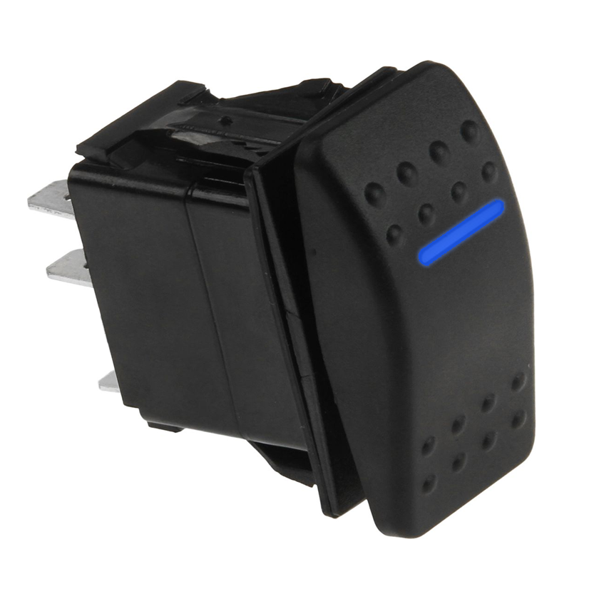 Автомобільний перемикач клавіша тумблер, кнопка підсвітка синя, 3 контакти, фото 1