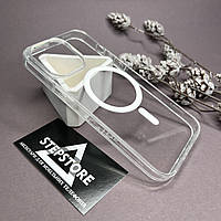 Чехол с Magsafe для Iphone 15 Pro Max прозрачный противоударный пластиковый с магнитом кольцом