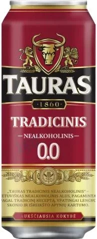 Пиво светлое фильтрованное безалкогольное Tauras Tradicinis 0% 0.5л Литва - фото 1 - id-p1999024798