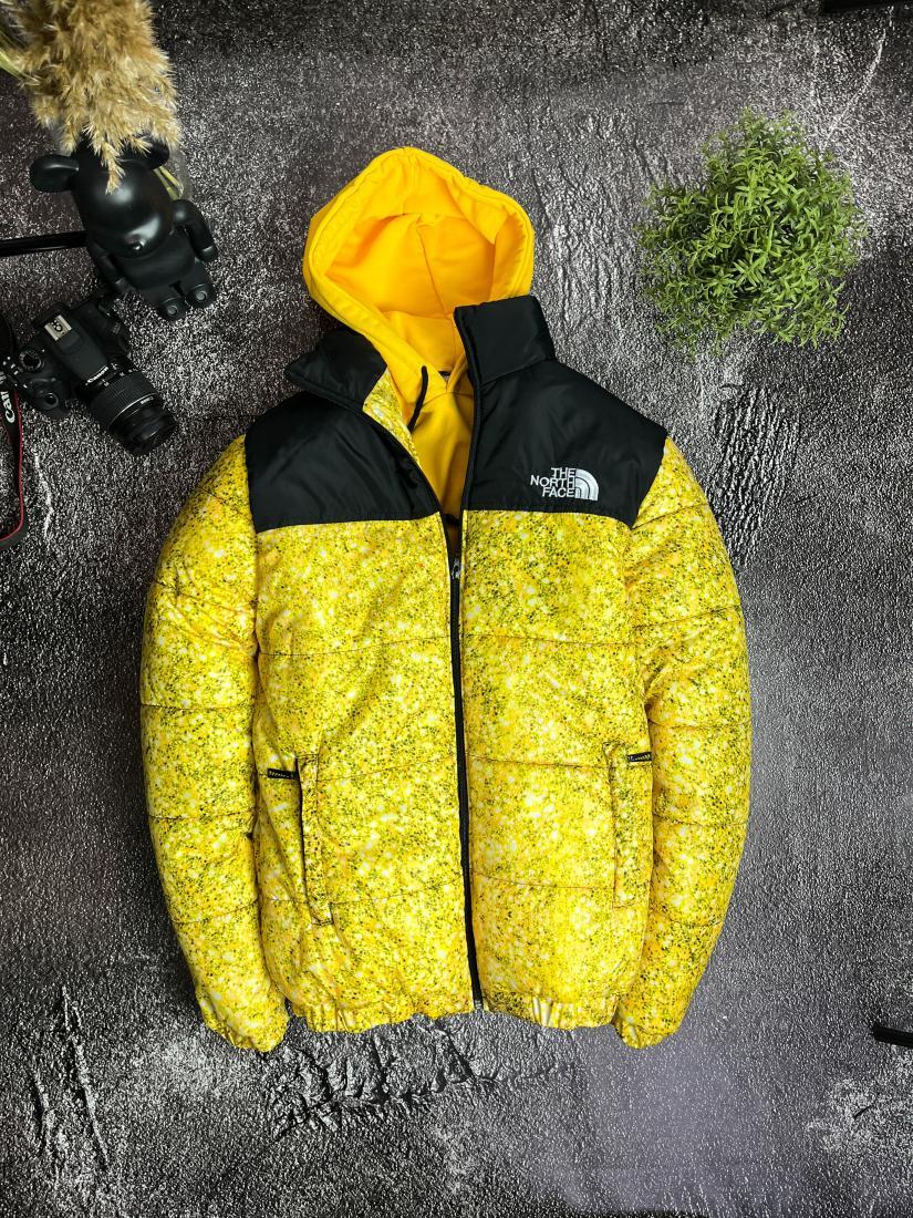Куртка чоловіча зима жовта без каптуру фірмова лого The North Face (TNF)