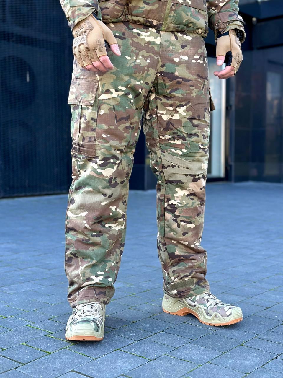 Мужские тактические зимние штаны мультикам omni-heat, военные водоотталкивающие брюки рип стоп, фото 1