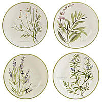 Набор керамических суповых тарелок с рисунком растений "Ароматные Травы" Certified International, 4 шт.