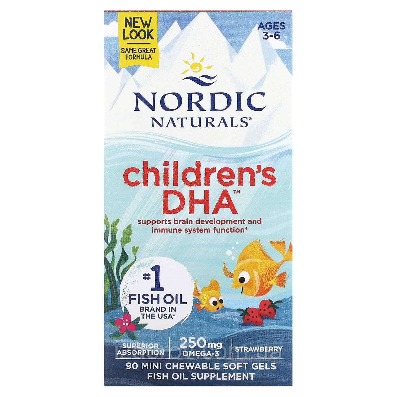 Nordic Naturals, Children's DHA, ДГК для детей (Омега 3), вкус клубники, 90 желатиновых мини-капсул - фото 1 - id-p1114123695