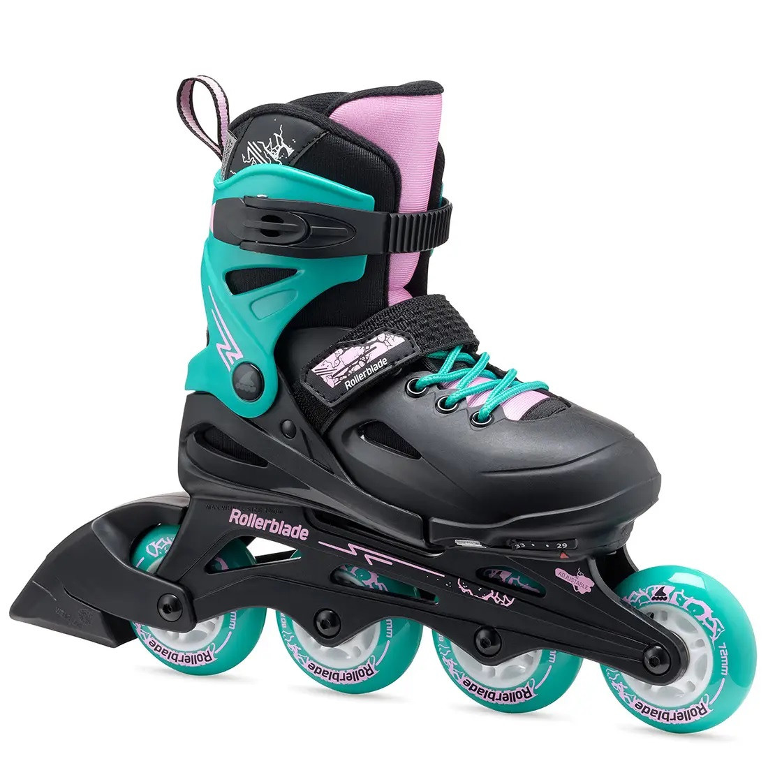 Розсувні ролики Rollerblade Fury Black/Sea Green
