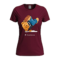 Бордовая женская футболка Тедди хип хол стиль 2 (6-2-43-бордовий)