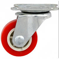 Ролик меблевий Sigma з майданчиком D=35мм поворотний гумовий без гальма для тумбочки, меблів червоний (714080)