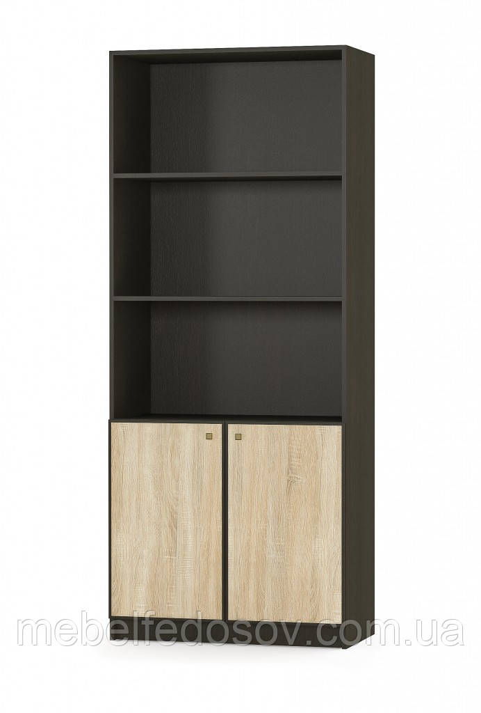 Стелаж 2Д Фантазія (Мебель-Сервіс) 899х434х2160мм венге + дуб самоа, фото 1