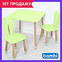 Детский столик и стульчик для занятий и игр деревянный Bambi 04-025G-2 зеленый