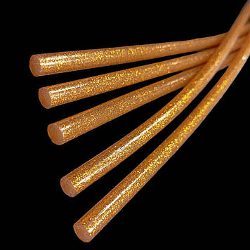 Клей силіконовий для пістолета, 7 мм, помаранчевий глітерний, 29 см