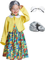 Уценка! Дитячий карнавальний костюм IKALI Бабусі старошки з перукою 4-6 років 116 см