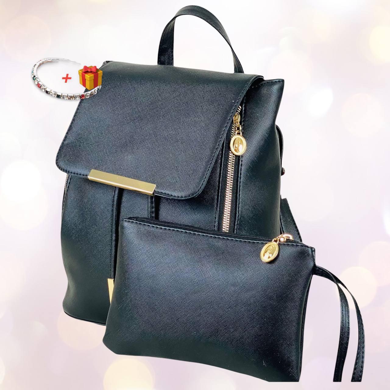 Практичный Женский рюкзак сумка Ангелина из эко-кожи с клапаном, в стиле минимализм - фото 1 - id-p978633268