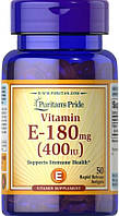 Витамин Е Puritan's Pride Vitamin E-400 IU 50 гелиевых капсул Е -180 mg (400 IU)
