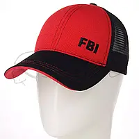 Бейсболка сетка с брендовой вишывкой на липучке-регуляторе унисекс FBI BSH19757 Красный-черный