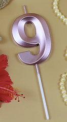 Свічка — цифра в торт Бриліантик 9 РОЖЕВА
