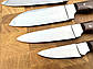 Кухонний набір ножів ручної роботи «Преміальний #1» коричнева рукоять, сталь 50х14мф/58 HRC, фото 5